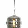 Light en Living Hanglamp MISTY glas smoke+mat zwart - 2 maten