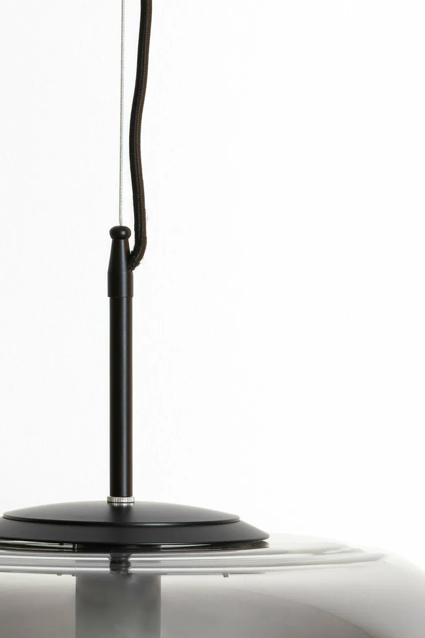 Light en Living Hanglamp MISTY glas smoke+mat zwart - 2 maten