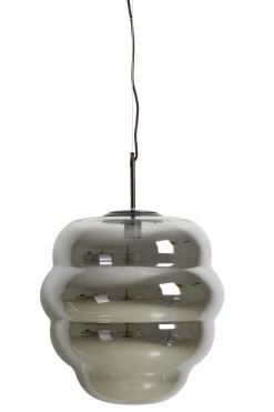 Light en Living Hanglamp MISTY glas smoke+mat zwart - 2 maten