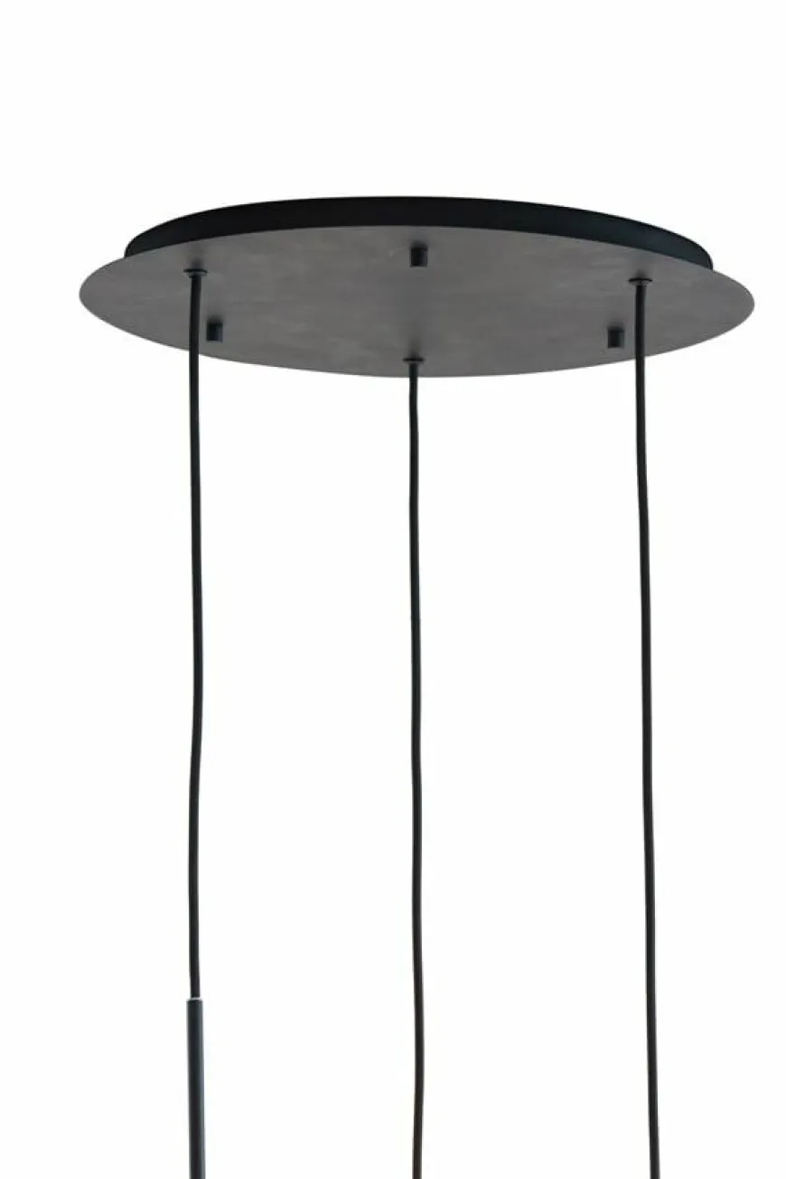 Light en Living Hanglamp 3L Ø40x160 cm MAYSON mat zwart+glas smoke