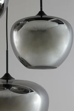 Light en Living Hanglamp 3L Ø40x160 cm MAYSON mat zwart+glas smoke