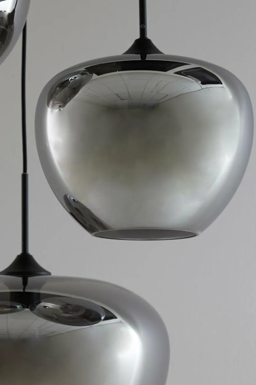Light en Living Hanglamp 3L Ø40x160 cm MAYSON mat zwart+glas smoke