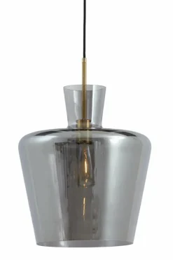 Light en Living Hanglamp Ø35x43 cm MYLES smoke glas+antiek brons