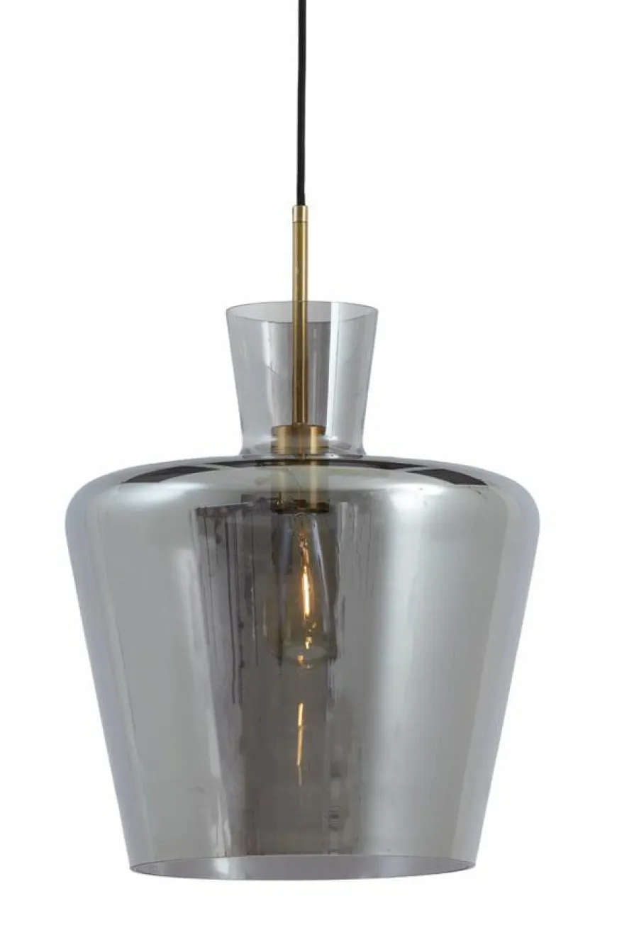 Light en Living Hanglamp Ø35x43 cm MYLES smoke glas+antiek brons