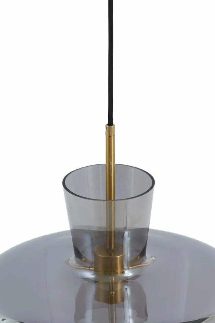 Light en Living Hanglamp Ø35x43 cm MYLES smoke glas+antiek brons