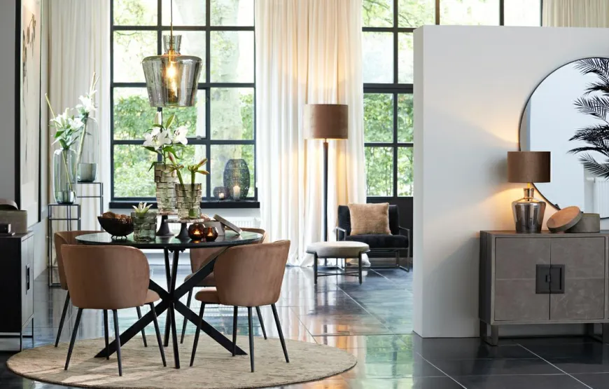 Light en Living Hanglamp Ø35x43 cm MYLES smoke glas+antiek brons