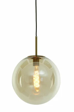Light en Living Hanglamp Medina antiek brons + glas amber - 2 maten