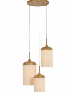 Light en Living Hanglamp 3L Ø35x32 cm DANIALO hout print naturel+touw crème