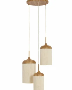 Light en Living Hanglamp 3L Ø35x32 cm DANIALO hout print naturel+touw crème