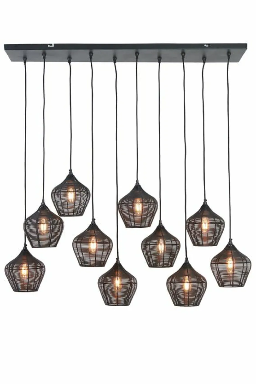 Light en Living Hanglamp 10L 120x25x29,5 cm ALVARO mat zwart