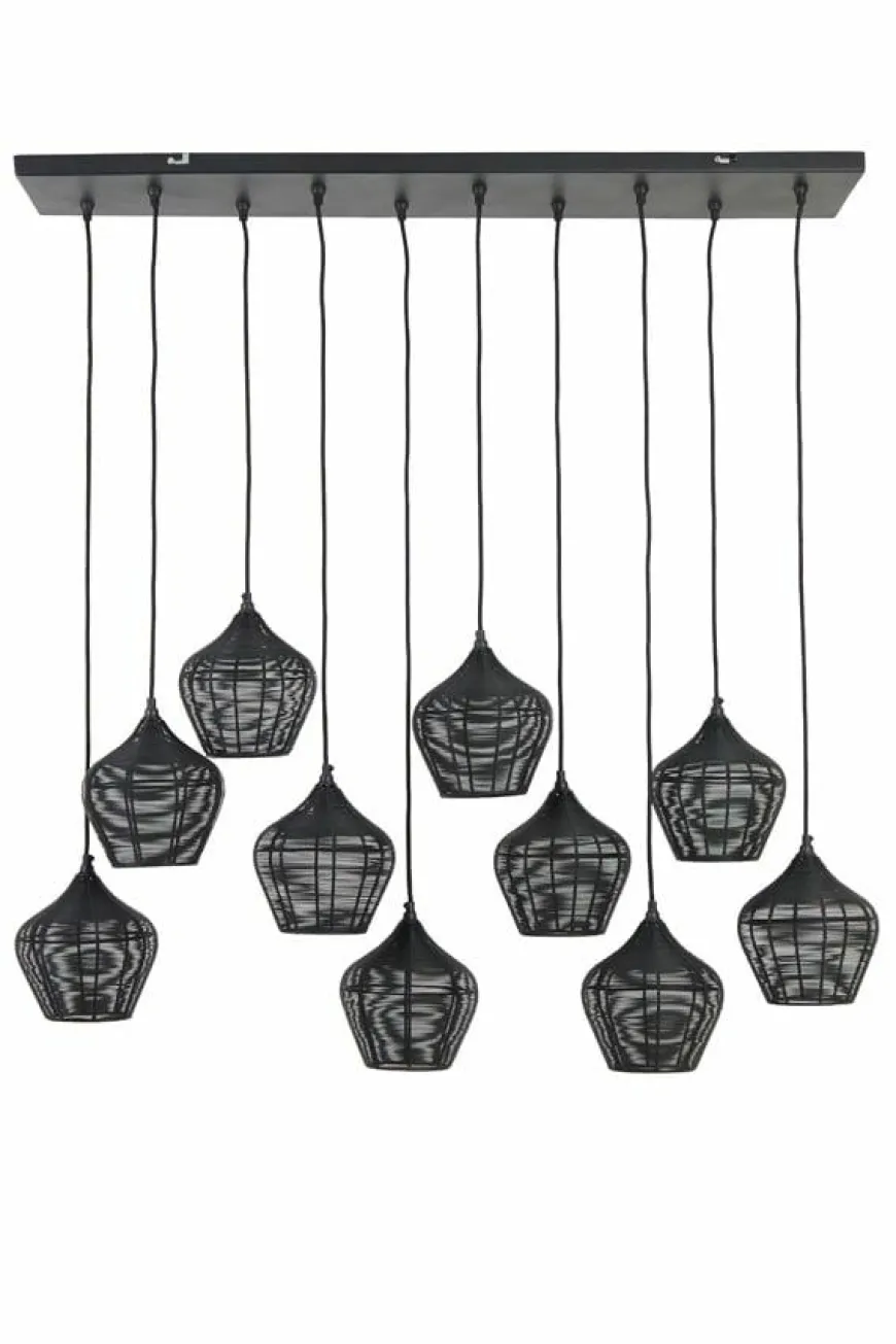 Light en Living Hanglamp 10L 120x25x29,5 cm ALVARO mat zwart