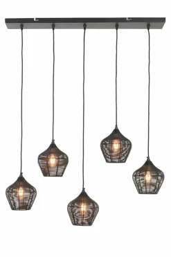Light en Living Hanglamp 5L 100x20x122 cm ALVARO mat zwart