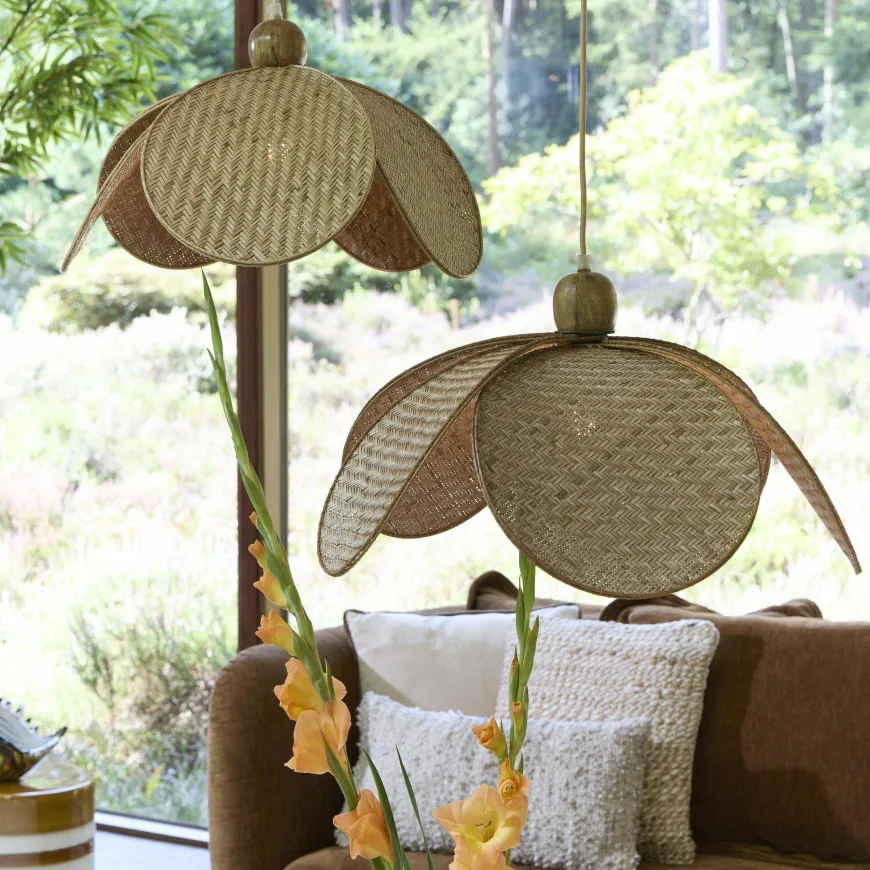Light en Living Hanglamp Ø48x29 cm LAVRIO webbing naturel+hout