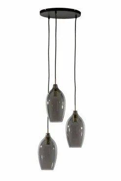 Light en Living Hanglamp 3L Ø35x32 cm LUKARO antiek brons+glas smoke