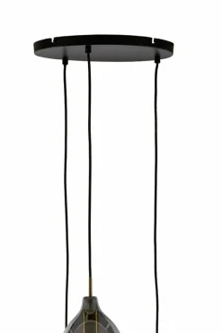 Light en Living Hanglamp 3L Ø35x32 cm LUKARO antiek brons+glas smoke