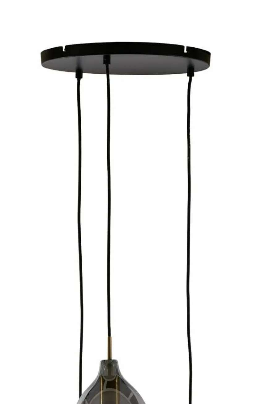 Light en Living Hanglamp 3L Ø35x32 cm LUKARO antiek brons+glas smoke