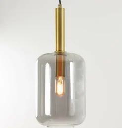 Light en Living Hanglamp Ø22x52 cm LEKAR antiek brons+smoke glas