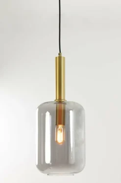 Light en Living Hanglamp Ø22x52 cm LEKAR antiek brons+smoke glas