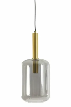 Light en Living Hanglamp Ø22x52 cm LEKAR antiek brons+smoke glas