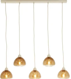 Light en Living Hanglamp 5L 104x19x14 cm BISHO glas bruin+zand