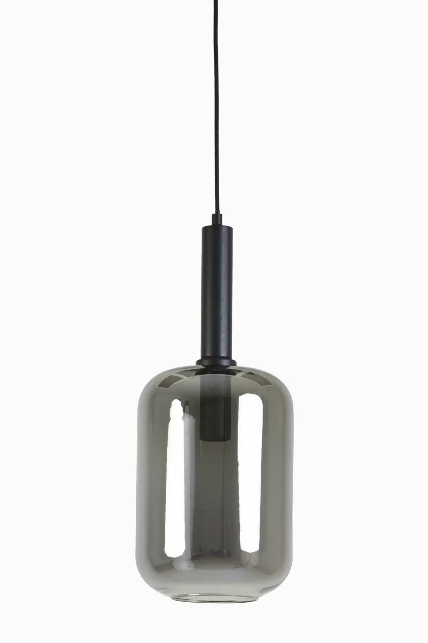Light en Living Hanglamp Ø22x52 cm LEKAR zwart+smoke glas