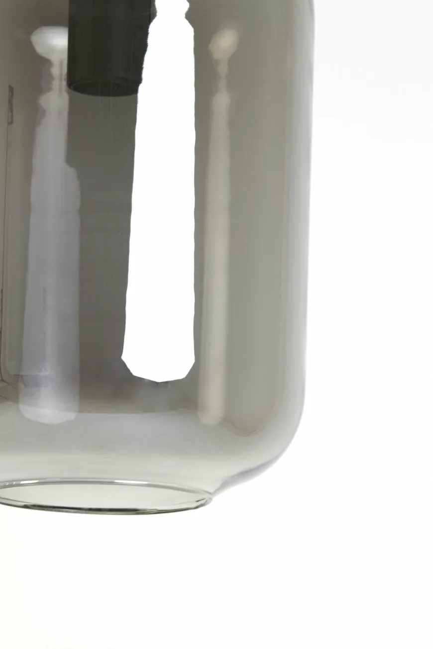 Light en Living Hanglamp Ø22x52 cm LEKAR zwart+smoke glas