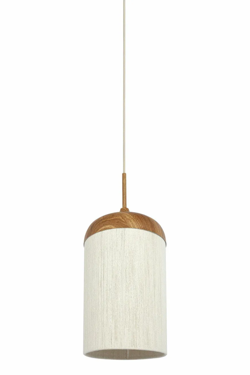 Light en Living Hanglamp Ø27,5x52 cm DANIA hout print naturel+touw crème