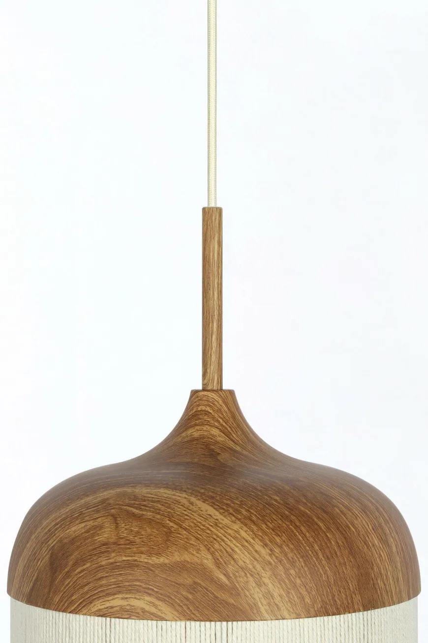 Light en Living Hanglamp Ø27,5x52 cm DANIA hout print naturel+touw crème
