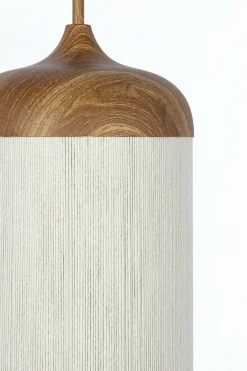 Light en Living Hanglamp Ø27,5x52 cm DANIA hout print naturel+touw crème