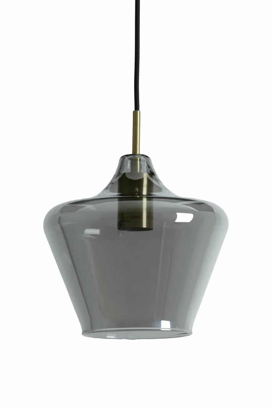Light en Living Hanglamp Ø22x21 cm SOLLY antiek brons+smoke glas