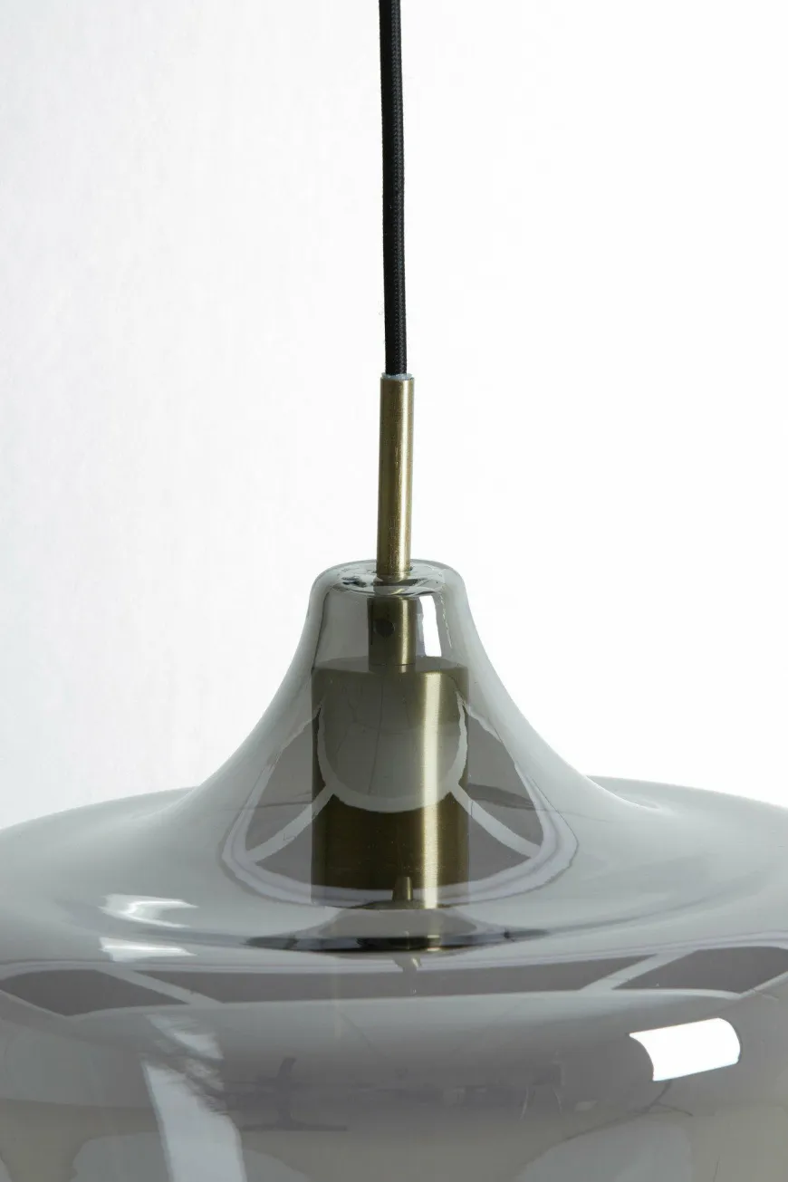 Light en Living Hanglamp Ø22x21 cm SOLLY antiek brons+smoke glas