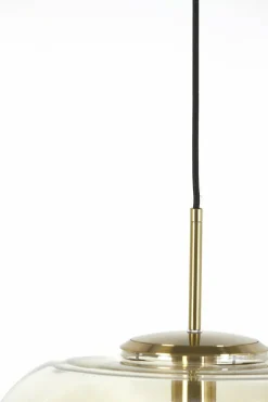 Light en Living Hanglamp MISTY goud+glas amber goud - 2 maten