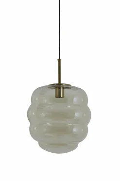Light en Living Hanglamp MISTY goud+glas amber goud - 2 maten