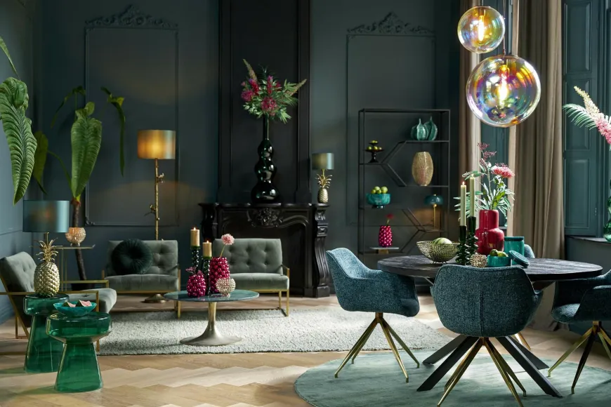 Light en Living Hanglamp MEDINA glas rainbow+zwart - 3 afmetingen