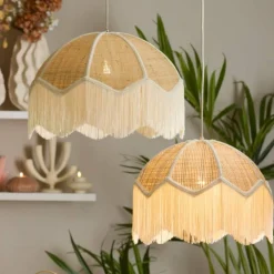 Light en Living Hanglamp Ø50x38 cm MALACIA raffia naturel+crème