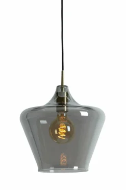 Light en Living Hanglamp Ø30x30 cm SOLLY antiek brons+smoke glas