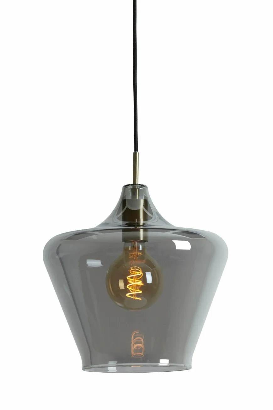 Light en Living Hanglamp Ø30x30 cm SOLLY antiek brons+smoke glas
