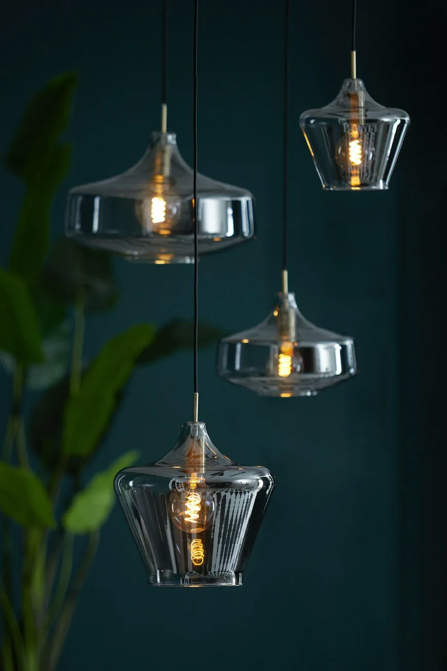 Light en Living Hanglamp Ø30x30 cm SOLLY antiek brons+smoke glas