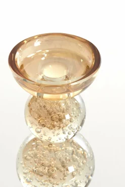 Light en Living Kaarsenhouder Ø9,5x34 cm ITINGA glas bubbel amber