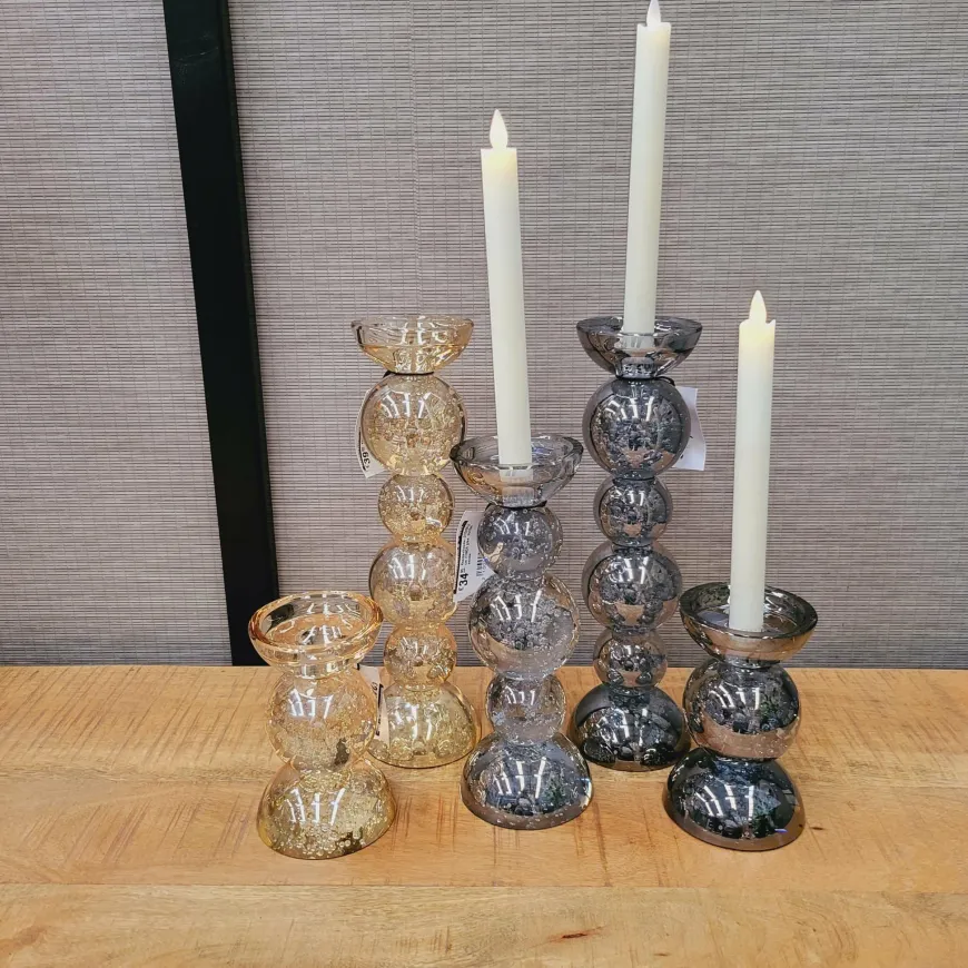 Light en Living Kaarsenhouder Ø10x26,5 cm ITINGA glas bubbel smoke