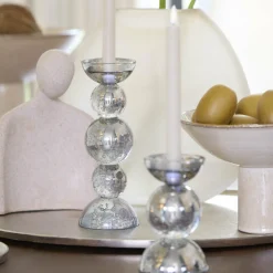 Light en Living Kaarsenhouder Ø9,5x15,5 cm ITINGA glas bubbel smoke