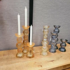 Light en Living Kaarsenhouder Ø9,5x34 cm ITINGA glas bubbel smoke