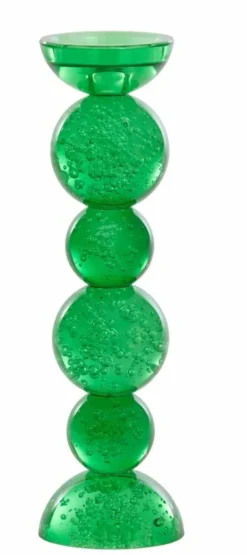 Light en Living Kaarsenhouder Ø9,5x34 cm ITINGA glas bubbel groen