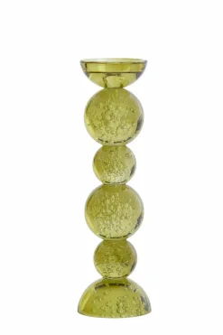 Light en Living Kaarsenhouder Ø9,5x34 cm ITINGA glas bubbel olijf groen