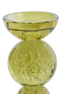 Light en Living Kaarsenhouder Ø10x26,5 cm ITINGA glas bubbel olijfgroen
