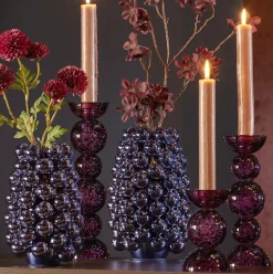 Light en Living Kaarsenhouder Ø9,5x34 cm ITINGA glas bubbel paars
