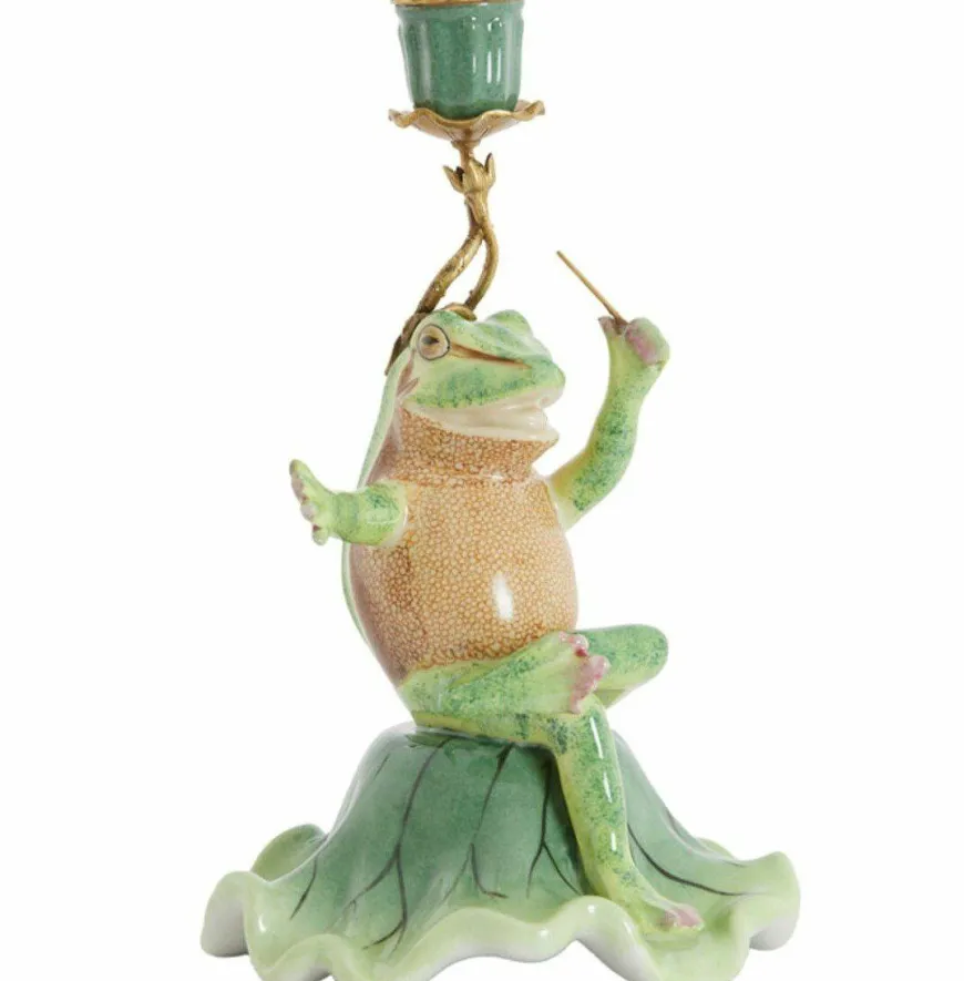 Light en Living Kandelaar Kandelaar 15x15x24 cm FROG groen+bronscm BIRD mat zwart - Copy