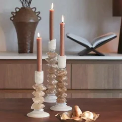 Light en Living Kandelaar Ø11,5X35 Cm ESTINA creme+bruin