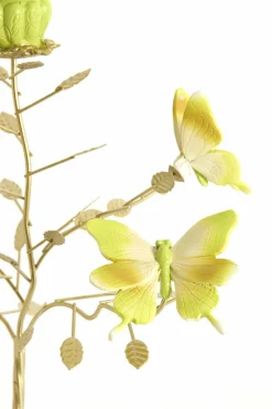Light en Living Kandelaar 35,5x18x37,5 cm BUTTERFLY lichtgroen+lichtgoud