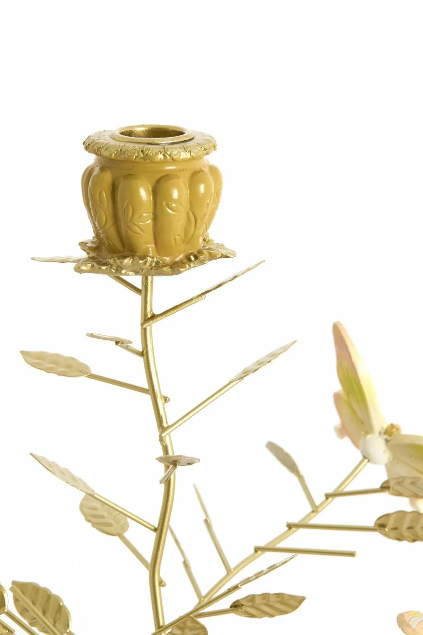 Light en Living Kandelaar 35,5x18x37,5 cm BUTTERFLY lichtroze+lichtgoud